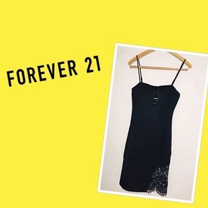 Forever 21 NWT Black Dress w/ Lace Thigh Detail